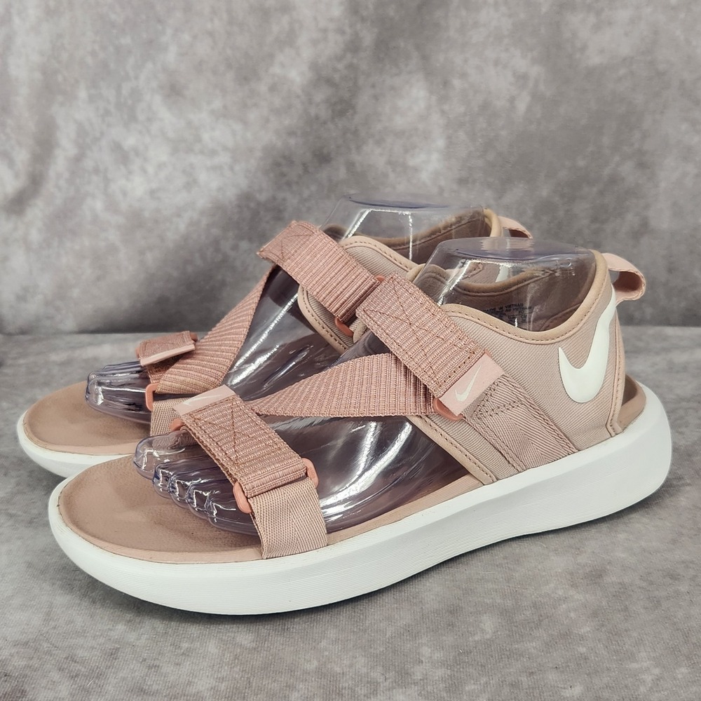Nike Vista Sandals Womens Size 9 Pink White Strappy Comfort Ankle Strap Shoes